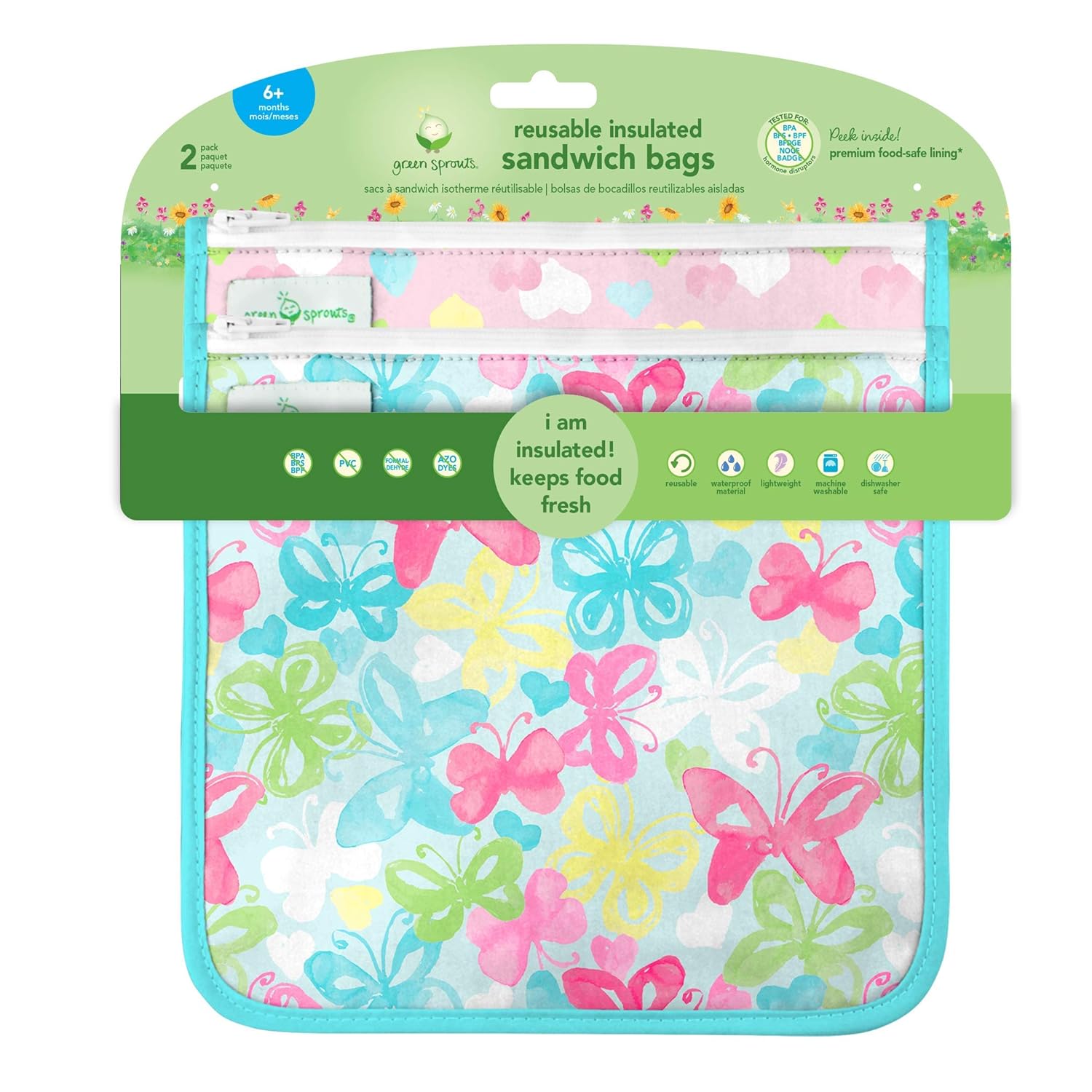 Green Sprouts Reusable Insulated Sandwich Bags 2 Pack