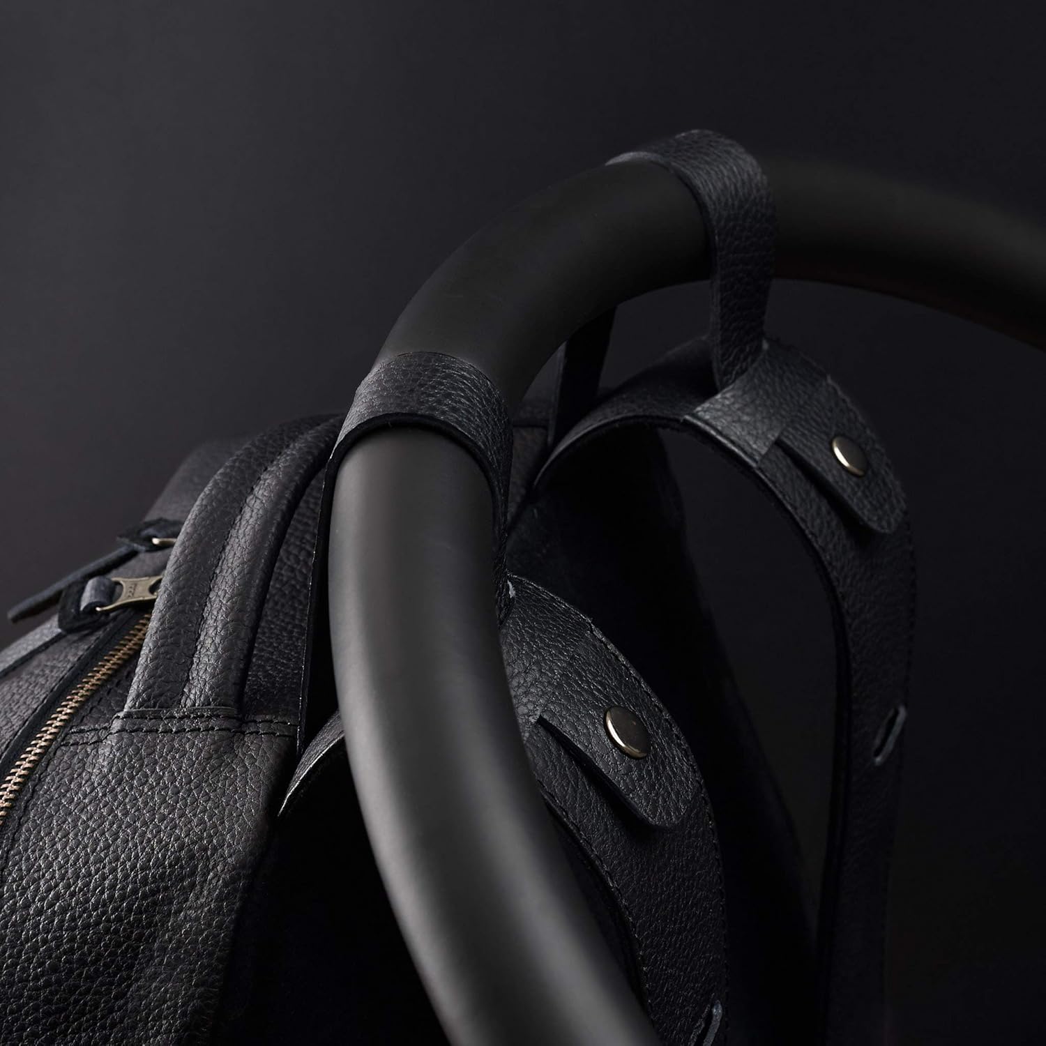 Capra Leather Black Diaper Bag Backpack
