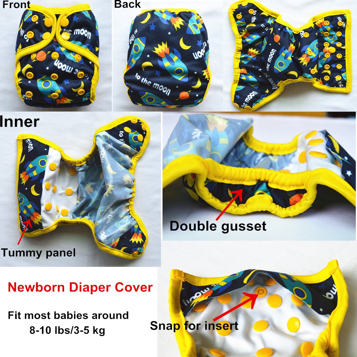 Sigzagor Newborn Baby Diaper Nappy Cover 8lbs-10lbs Blue Alpaca