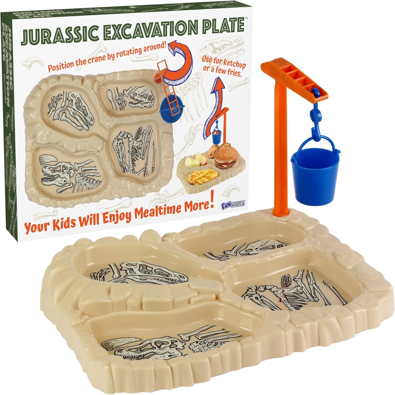 KidsFunwares T-Rex Excavation Plate for Kids