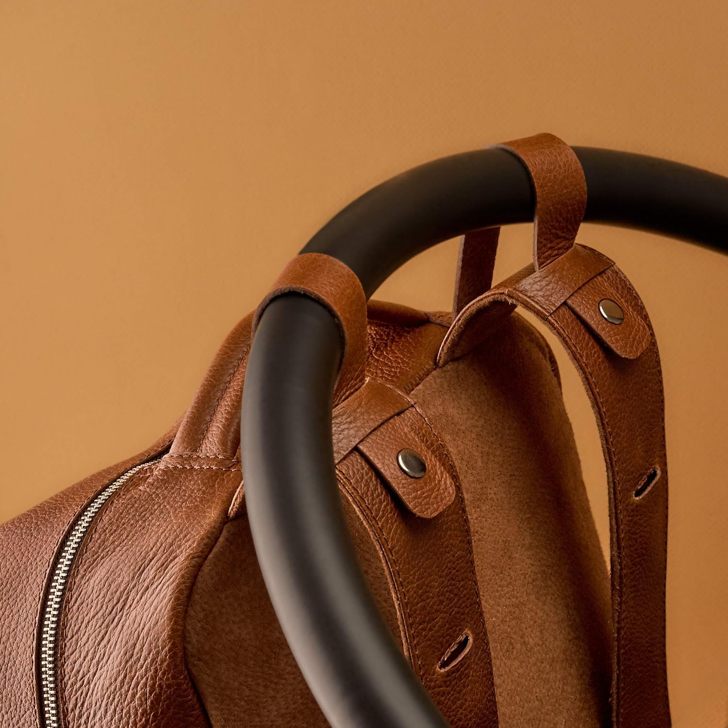Tan Leather Diaper Bag Backpack for Mom and Dad
