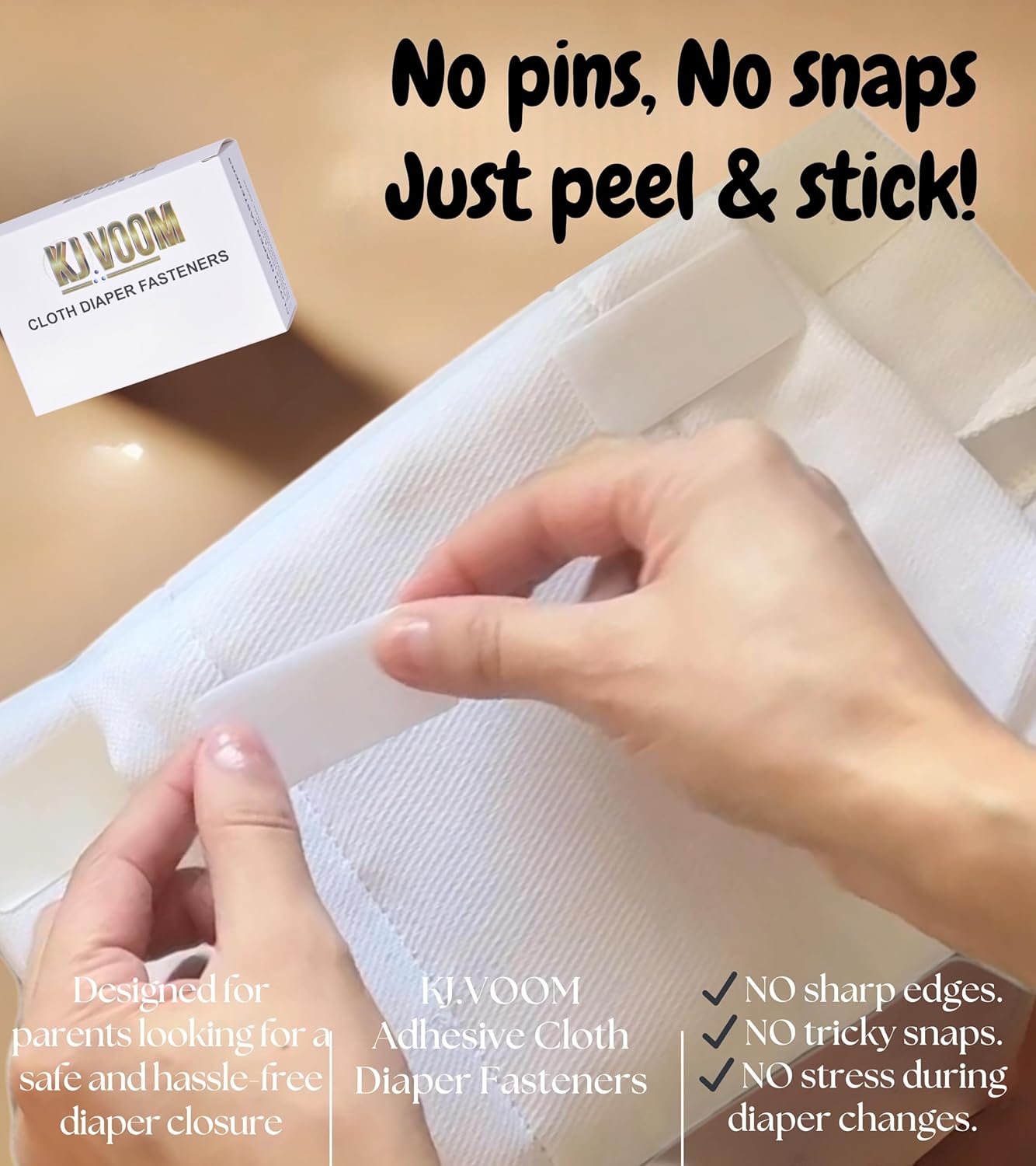 KJVOOM Adhesive Diaper Closures 100-Sheets 2 Rolls