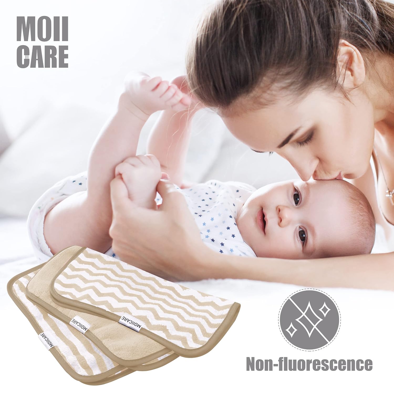 15 Pack Super Soft Baby Washcloths - 10x10 Brown