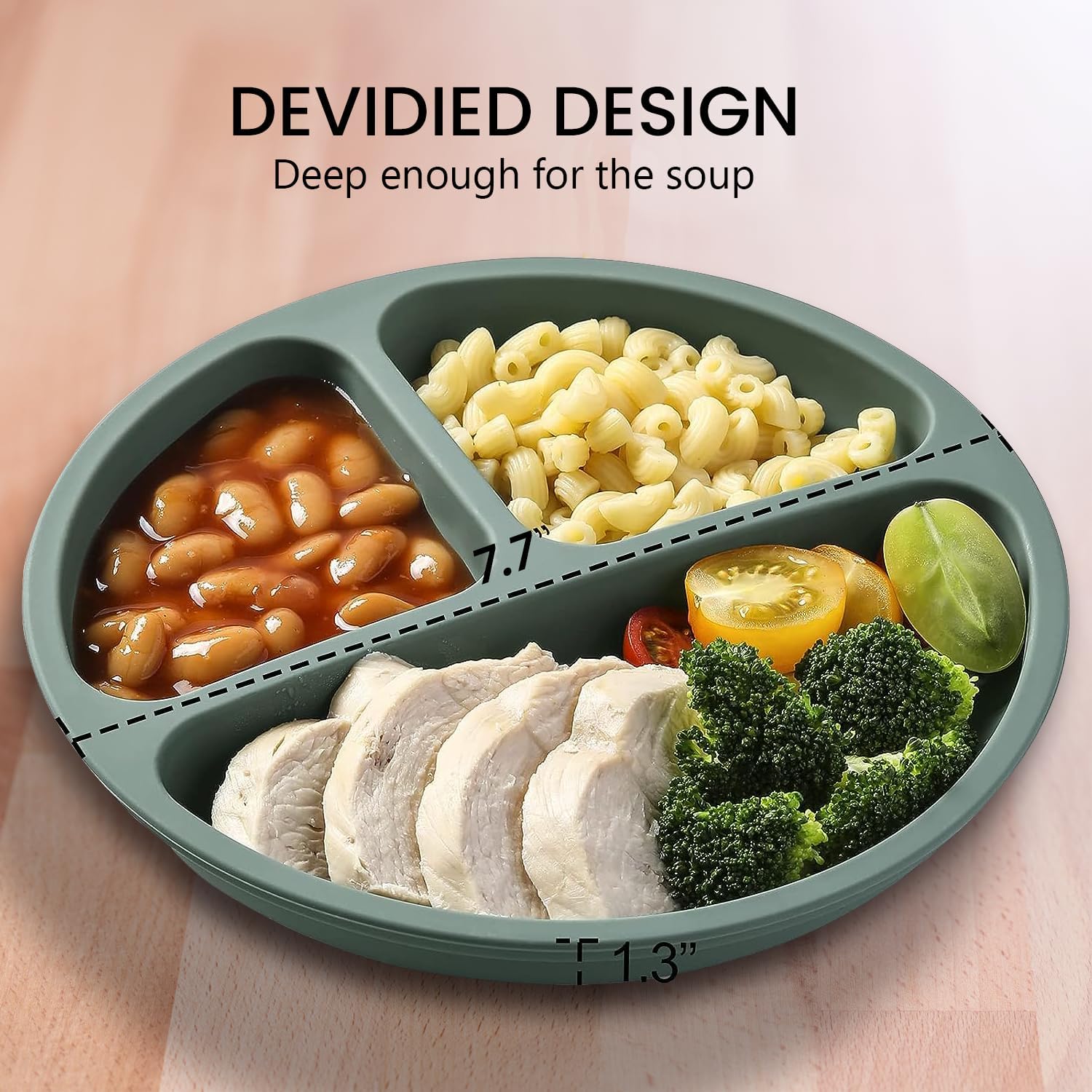 Cutebe 3 Pack Suction Baby Plates with Divided Design