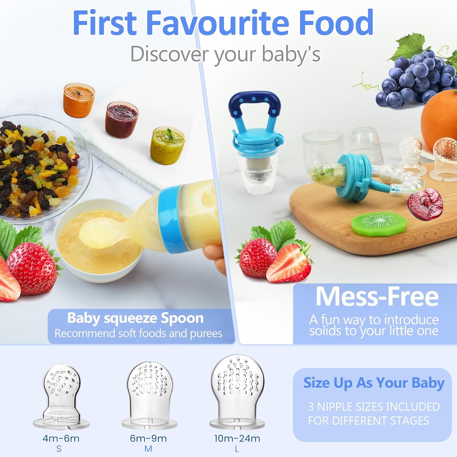 WAJIAYON 5 Pack Baby Fruit Feeder Pacifier with Spoon