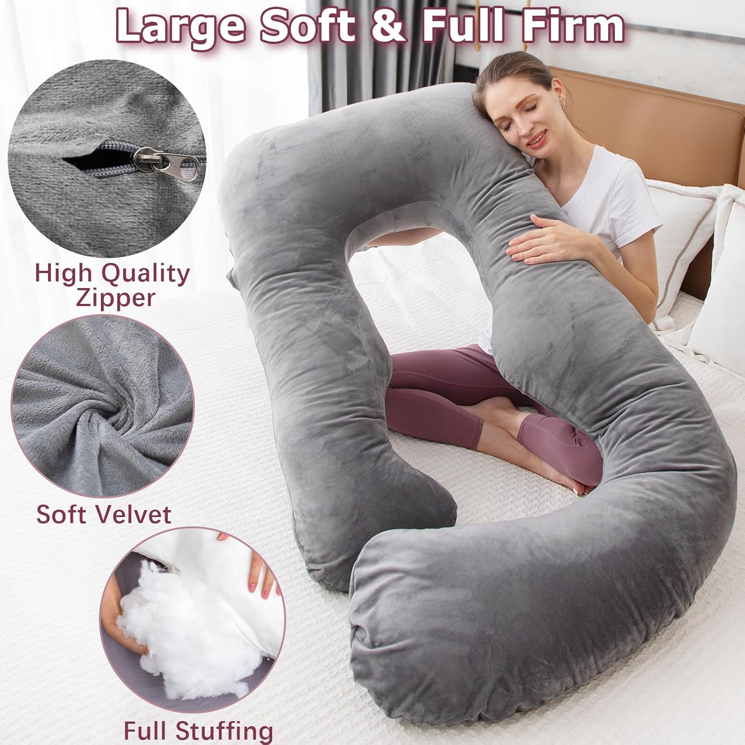 MOON PINE Pregnancy Pillow with Dark Grey Cover