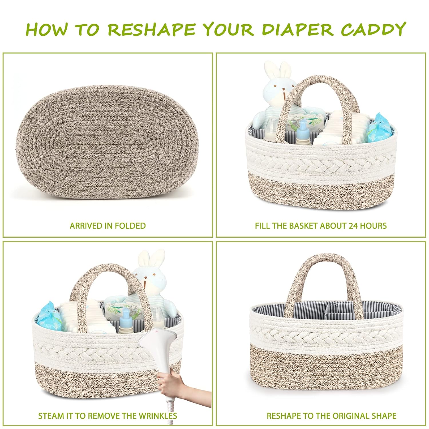 Maliton Diaper Caddy Organizer - Large Cotton Woven Basket