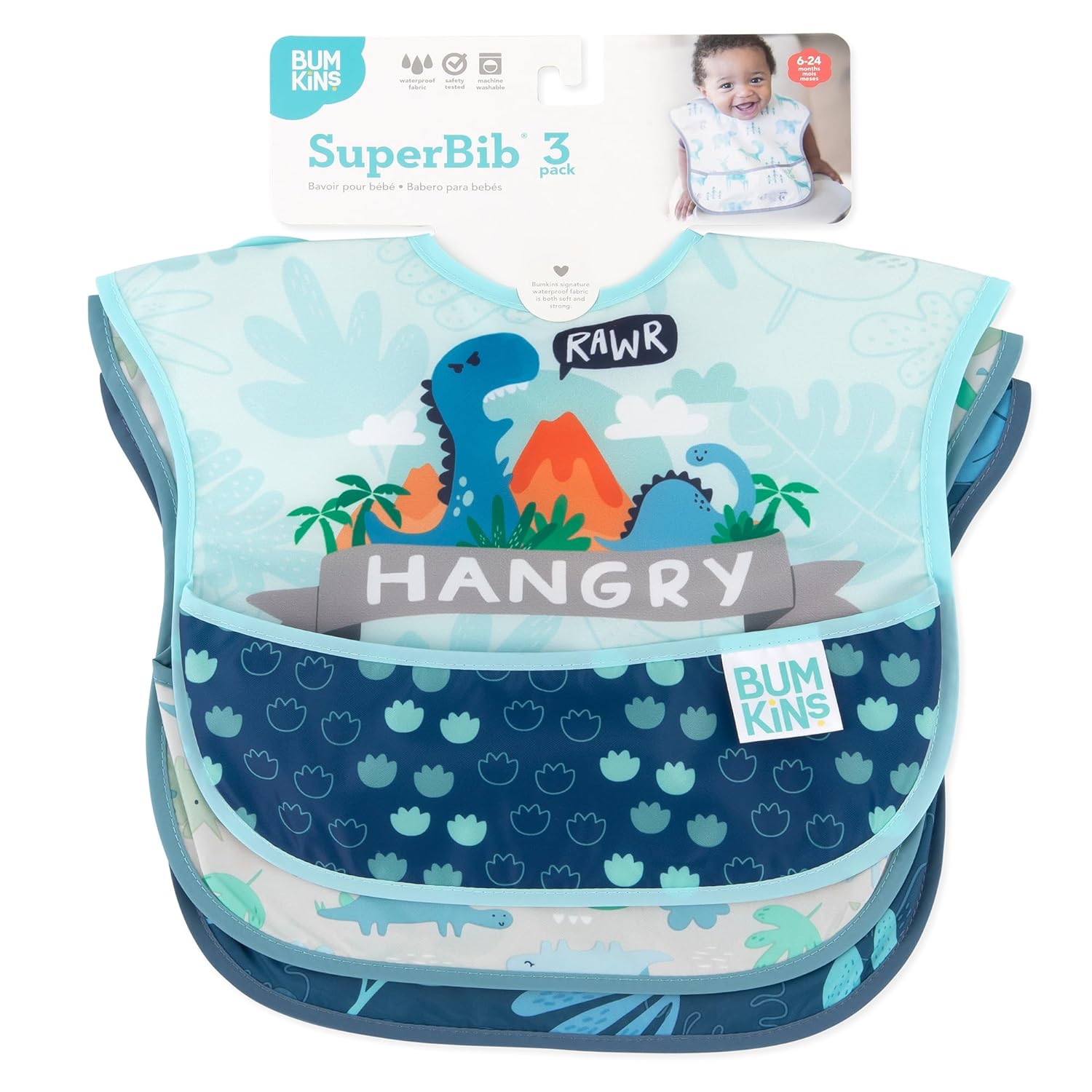 Bumkins Baby Bibs for Boys and Girls 3-Pack Set