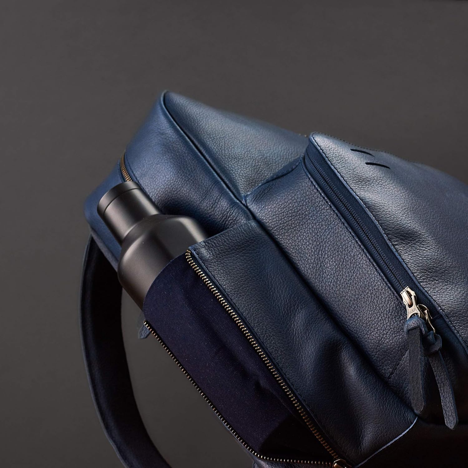 Capra Leather Blue Diaper Bag Backpack Multi Functional with Changing Pad