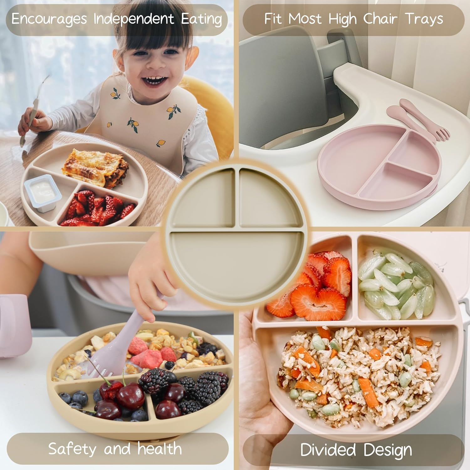 Moonkie Suction Plates for Baby 3 Pack