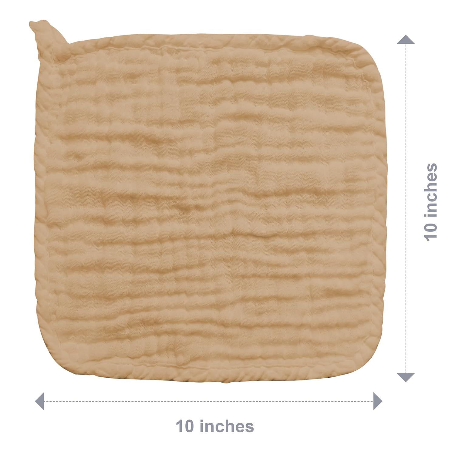SWEET DOLPHIN 12 Pack Soft Baby Muslin Washcloths - 10x10 Brown