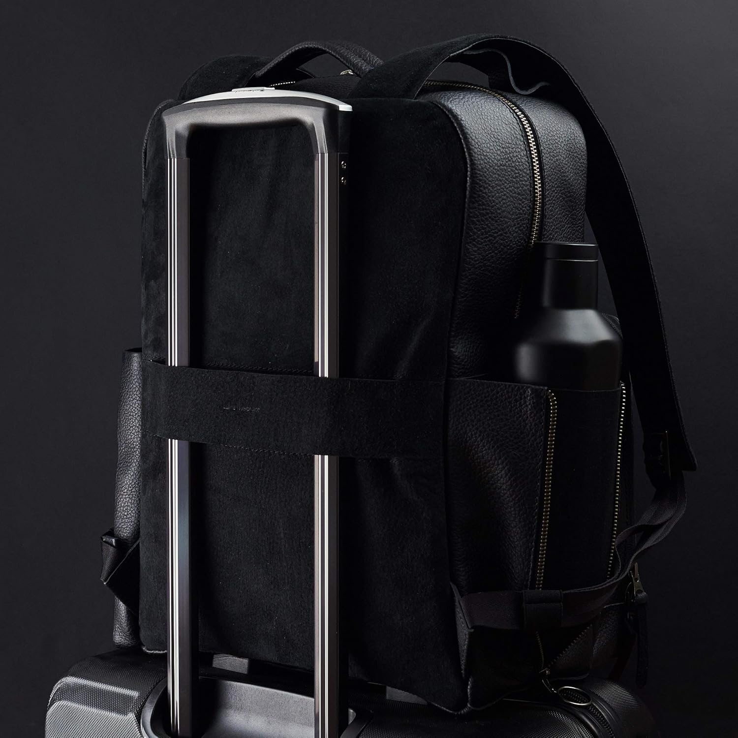 Capra Leather Black Diaper Bag Backpack