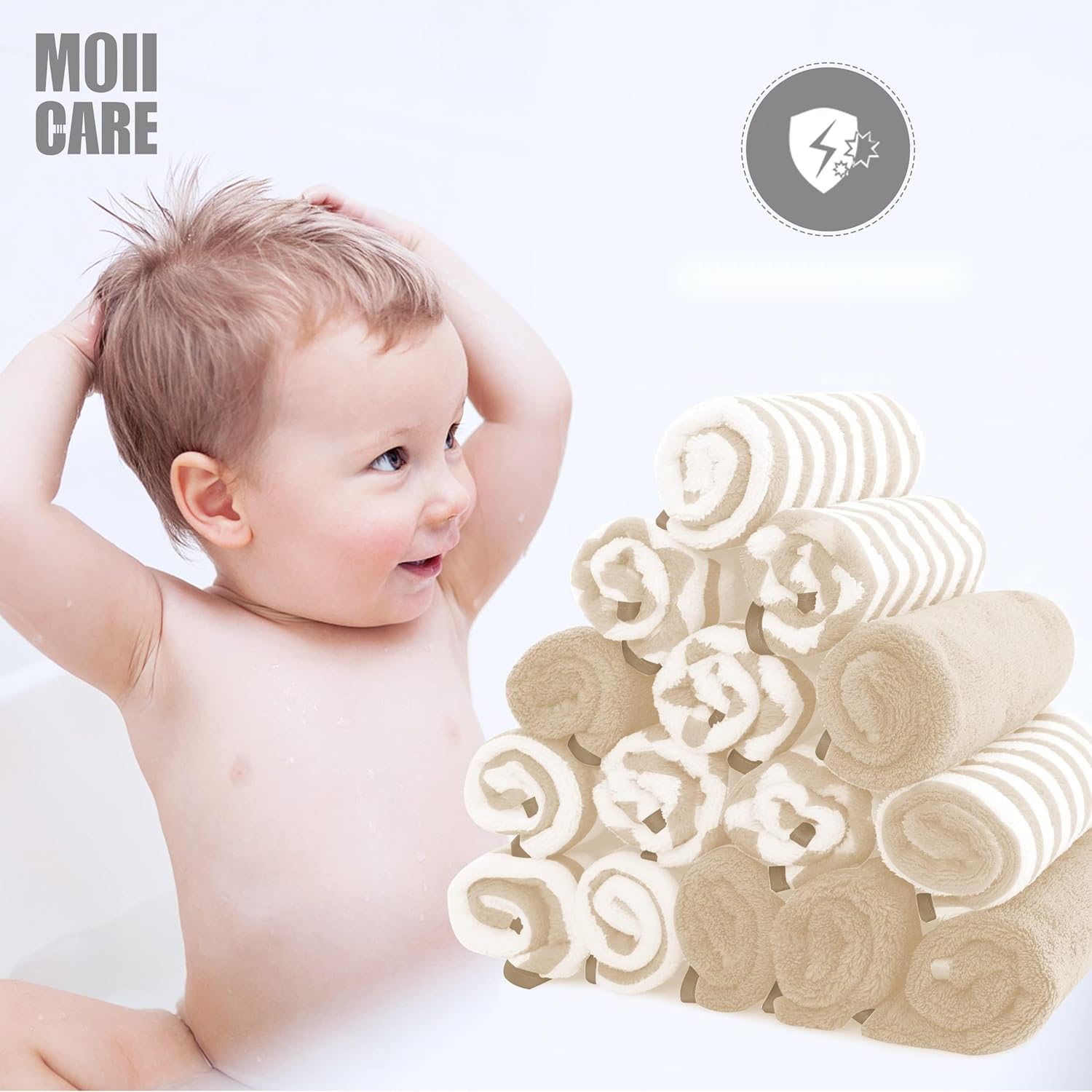 15 Pack Super Soft Baby Washcloths - 10x10 Brown