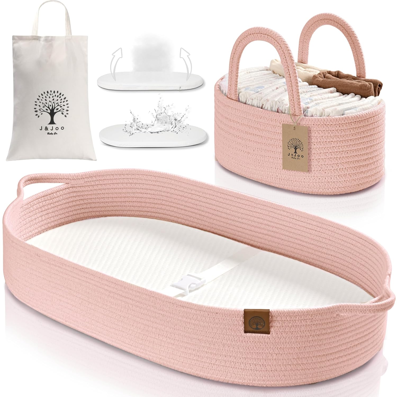 JJOO Baby Changing Basket with Diaper Caddy 1