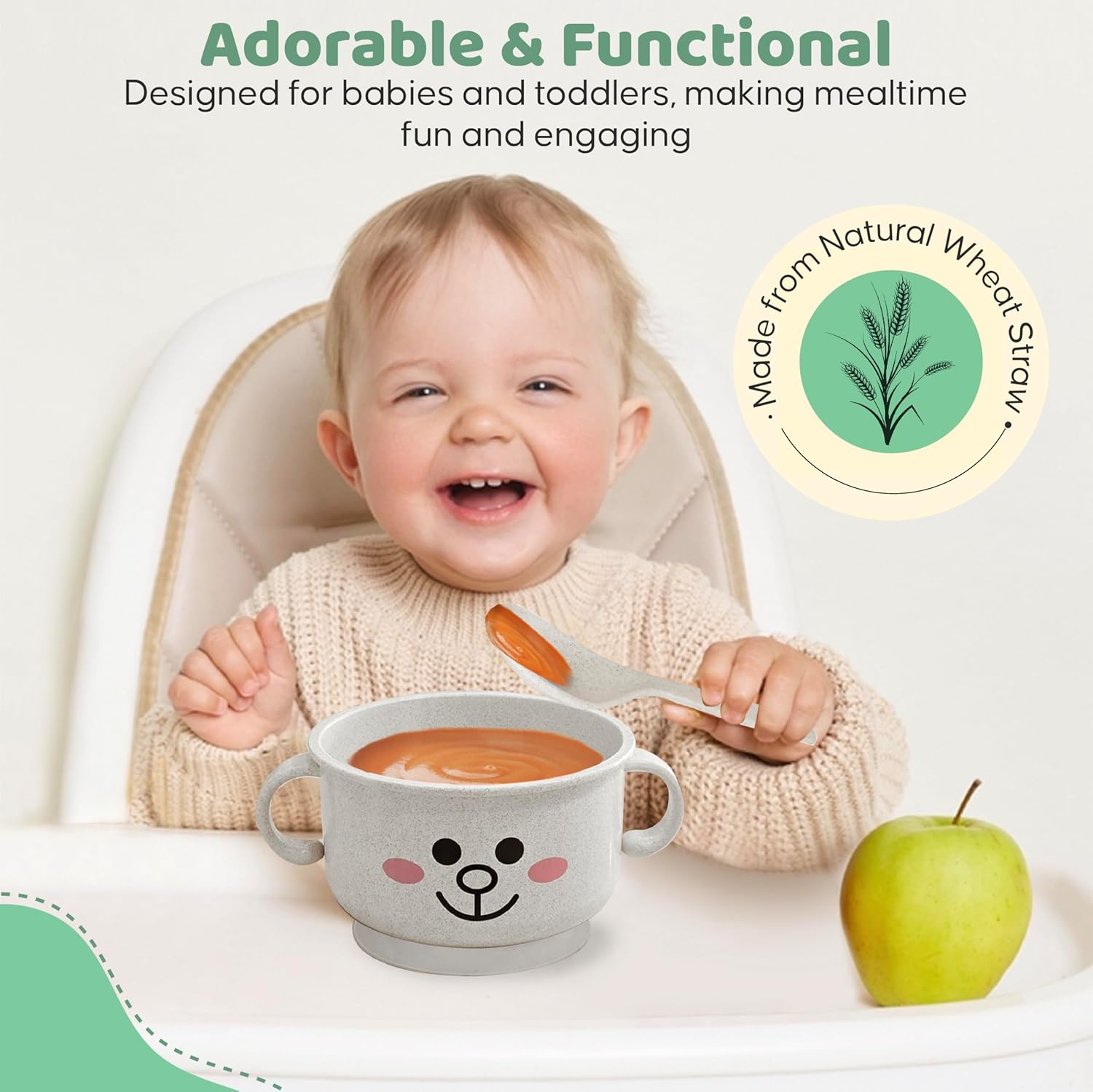 SnugglyBites Suction Bowls for Babies Toddlers Pink White