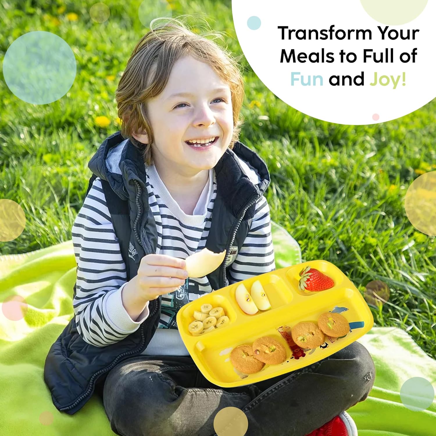 PLASKIDY Toddler Plates with Dividers Set of 4 1