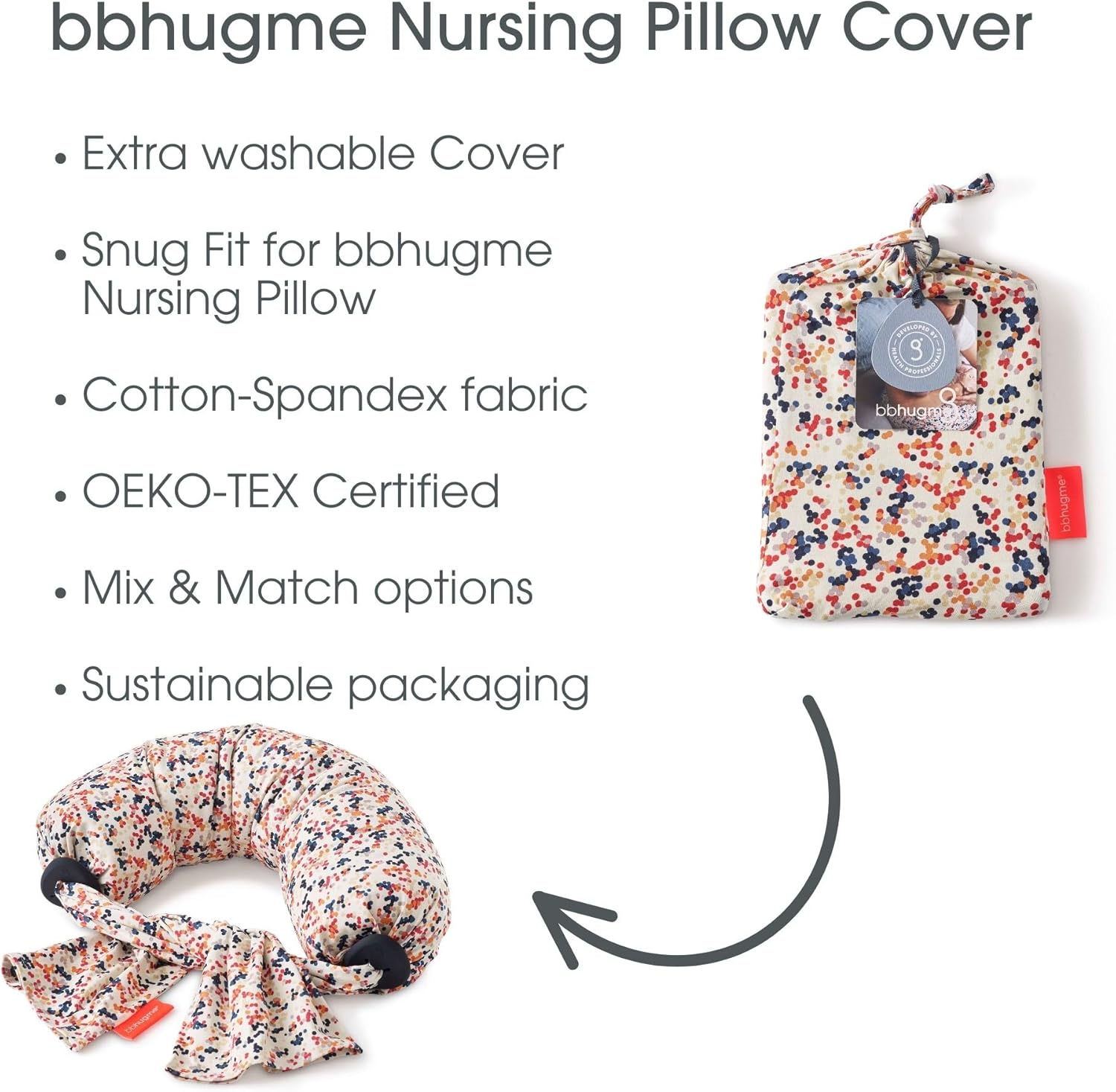 bbhugme Nursing Pillow Cover - Dots Design