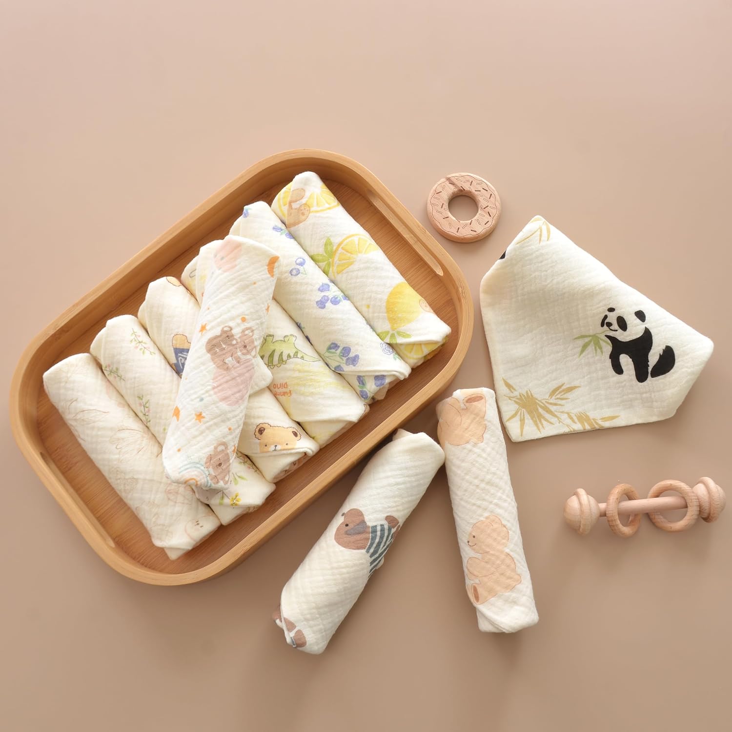 VIVANA Baby Washcloths with Animal Patterns 10 Pack