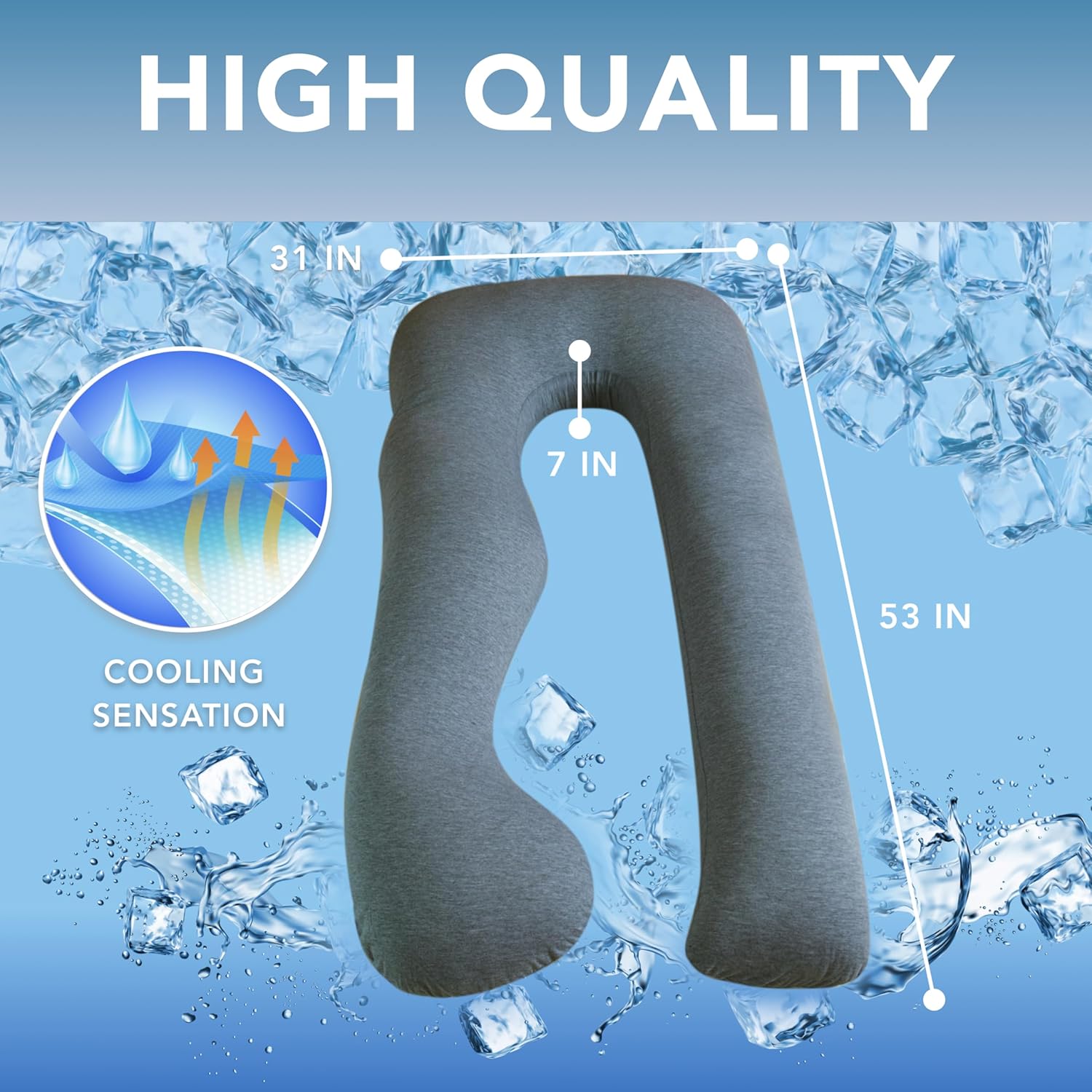 Pharmedoc U-Shape Pregnancy Pillow with Cooling Cover