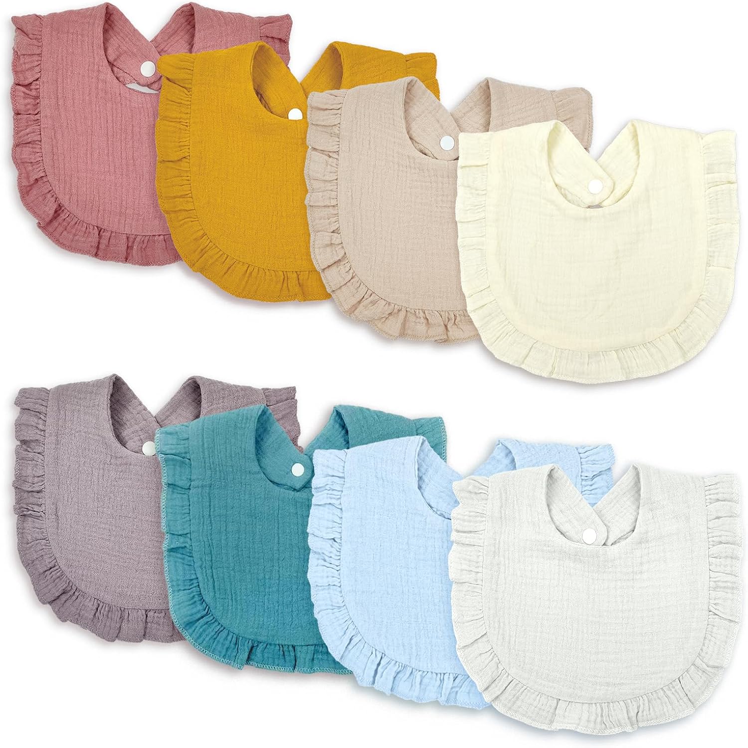 EllieHouse 8 Pack Drooling Teething Bibs for Baby