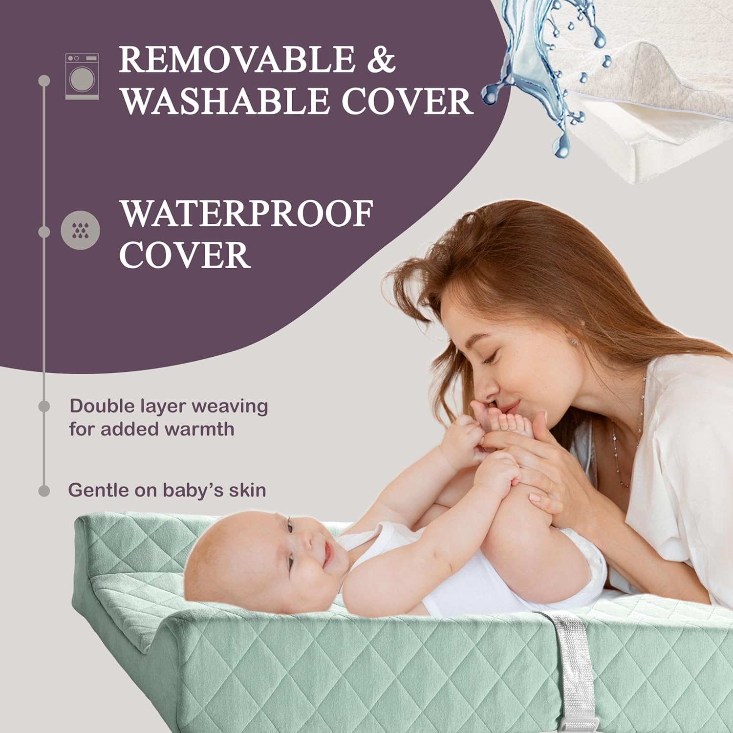 Modera Organic Cotton Contoured Baby Changing Pad with Waterproof Foam Mattress