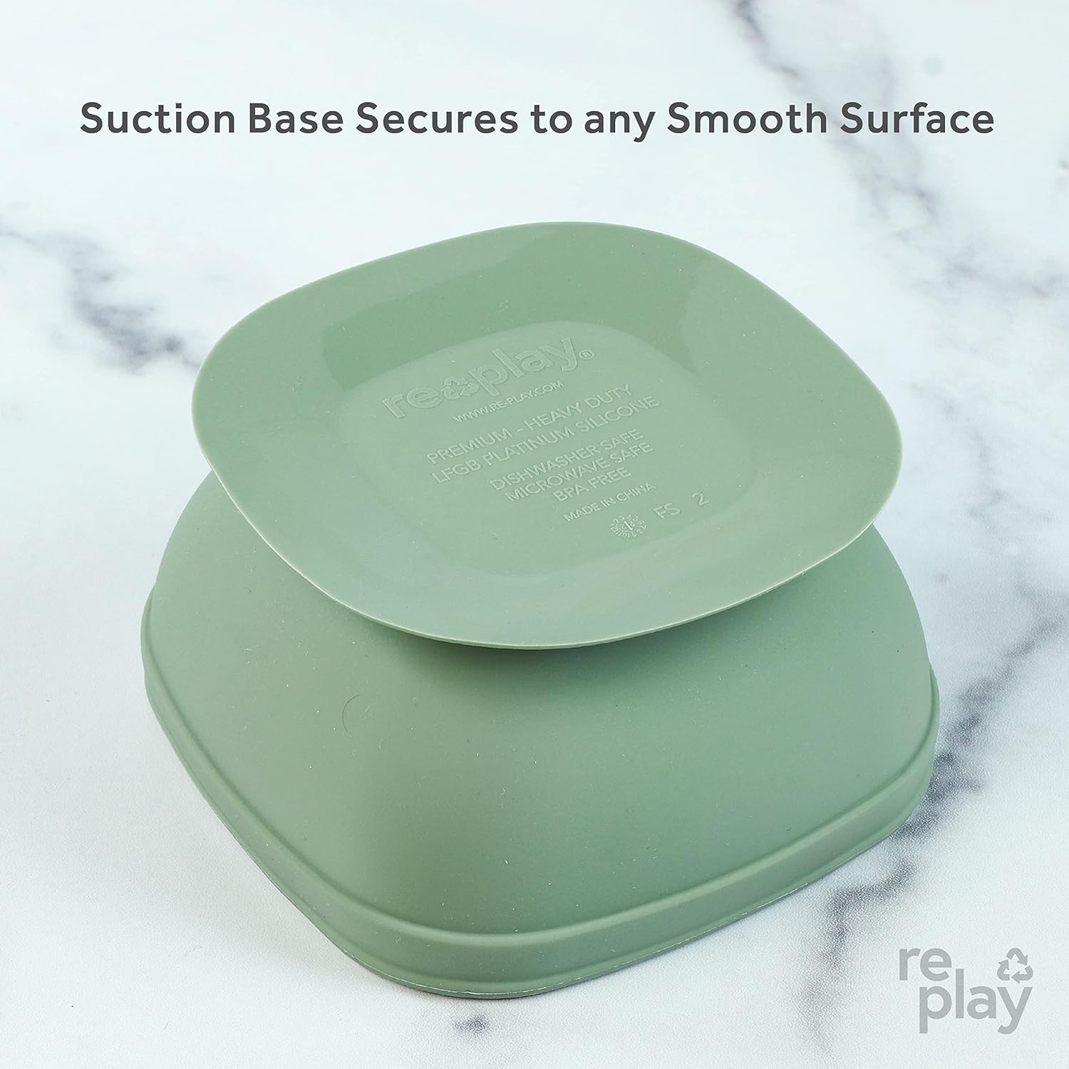 Re-Play Sustainables Silicone Suction Bowl - 11 oz Sage