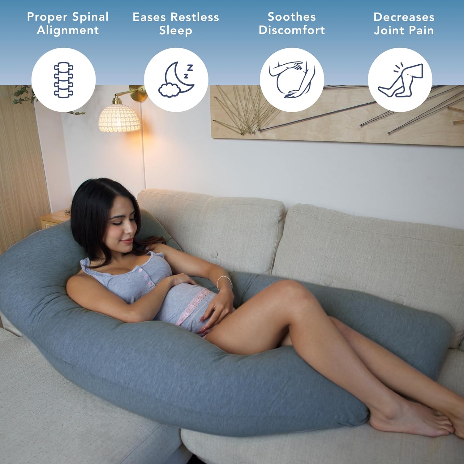 Pharmedoc U-Shape Pregnancy Pillow with Cooling Cover