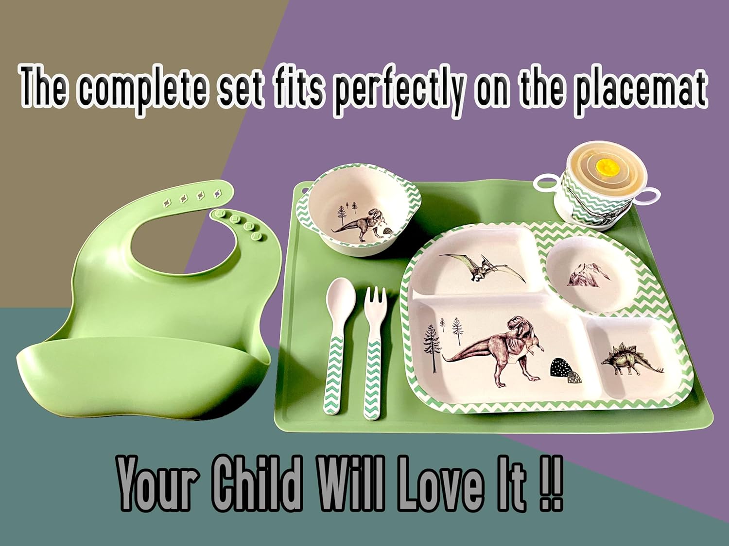 ZISaKS Toddler Plates and Bowls Set - Eco-Friendly Bamboo Kids Dinnerware