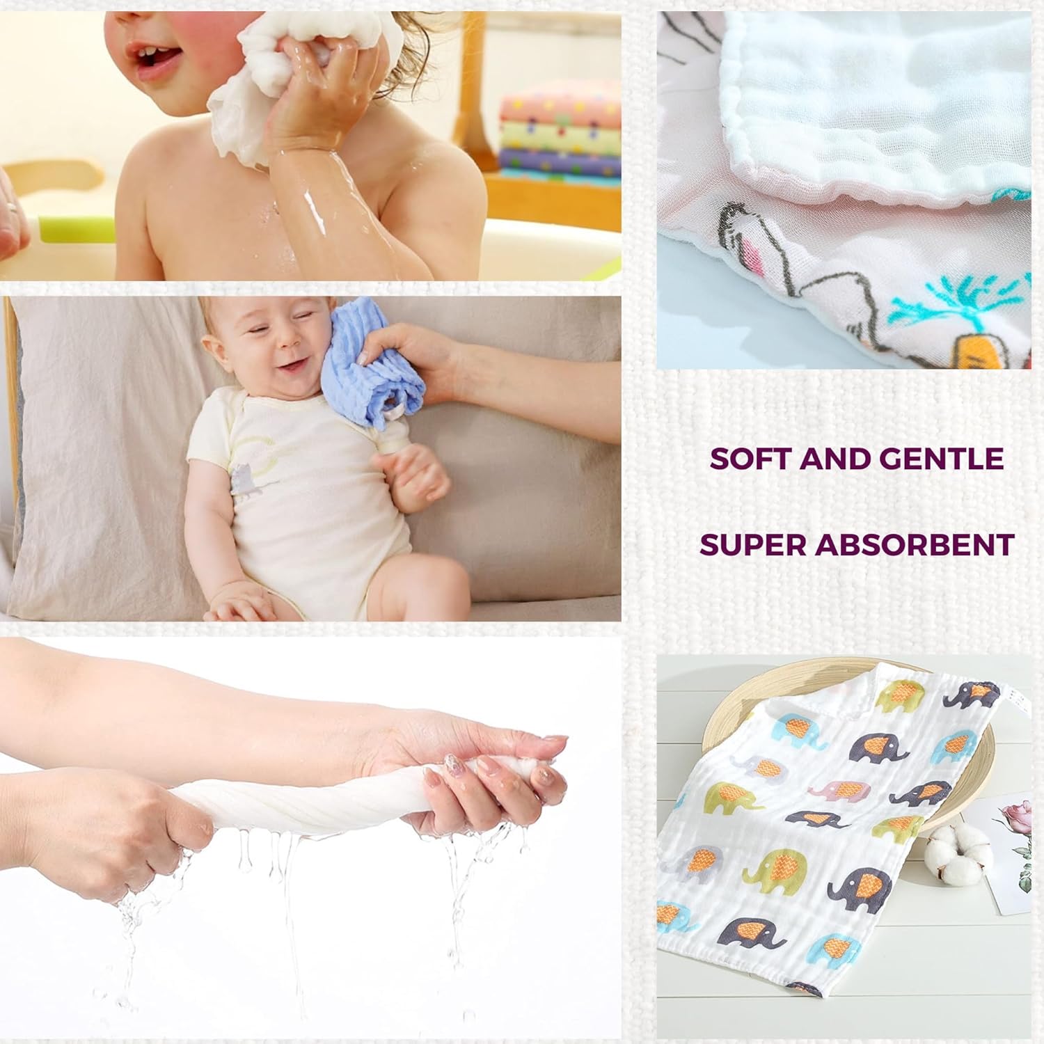 La Belle Beeno 11-Pack Baby Muslin Burp Cloths Washcloths