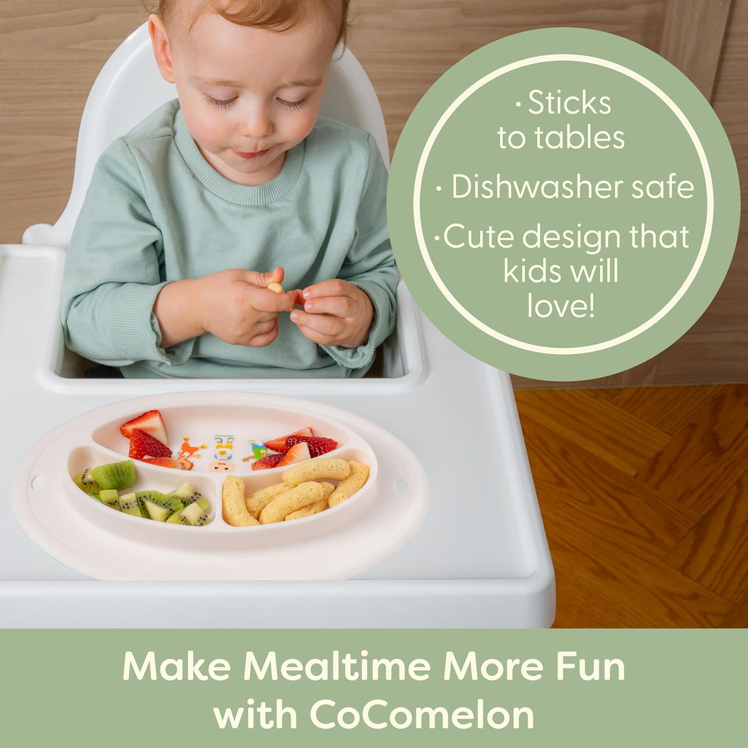 UpwardBaby CoComelon Silicone Plate - Suction Non-Slip Reusable Toddler Feeding Solution