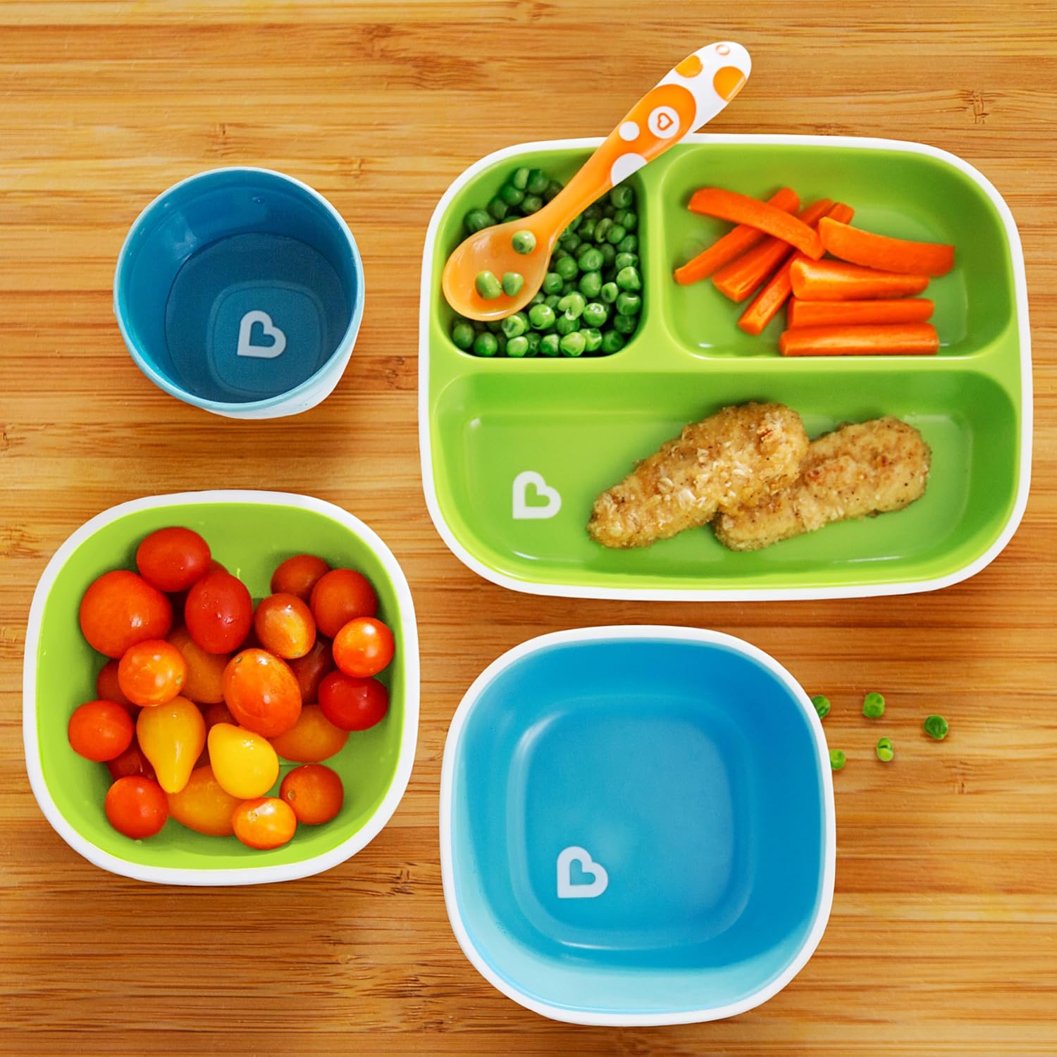 Munchkin Splash 4 Piece Toddler Plate and Bowl Set BlueGreen