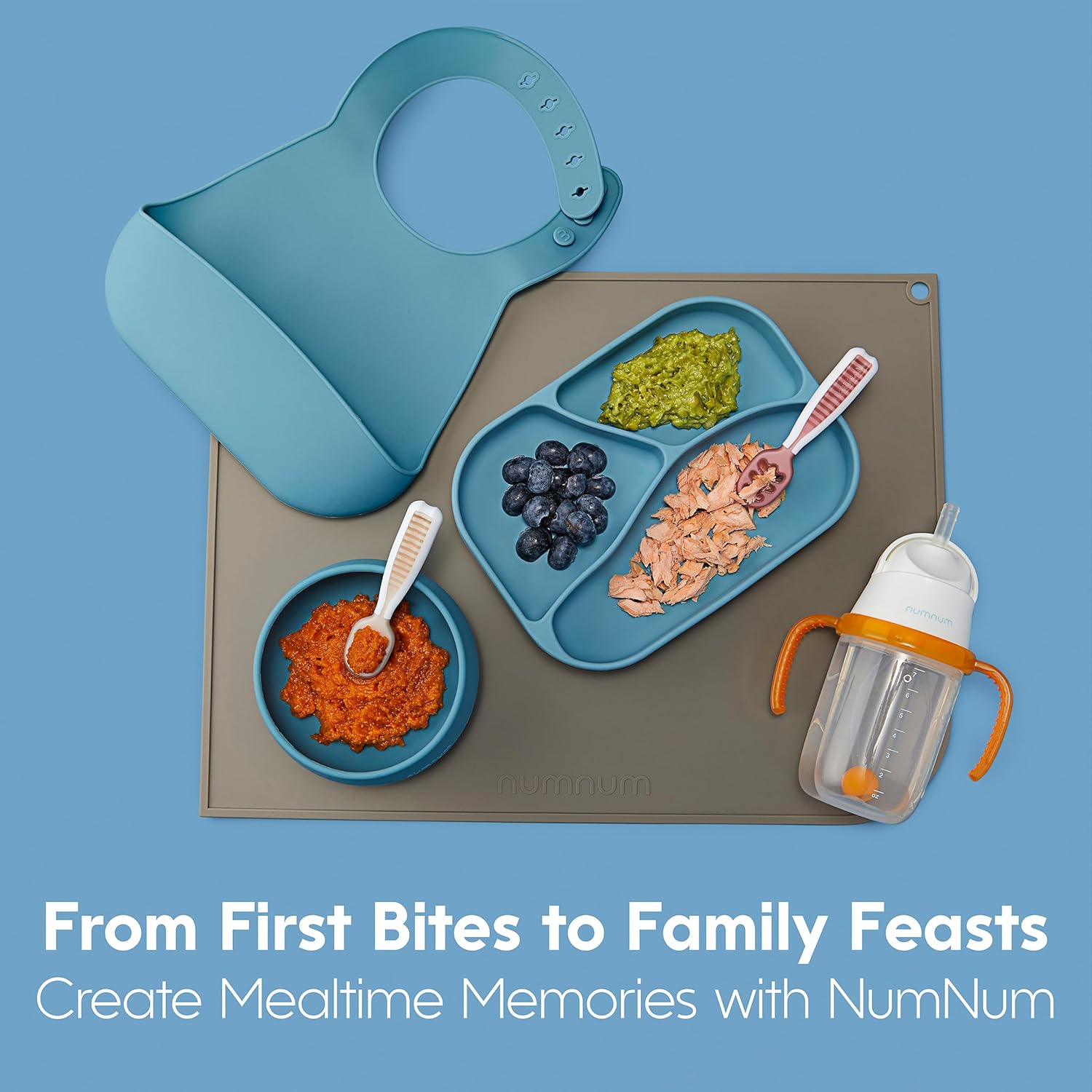 NumNum Suction Bowls for Babies and Toddlers 2-Pack Blue