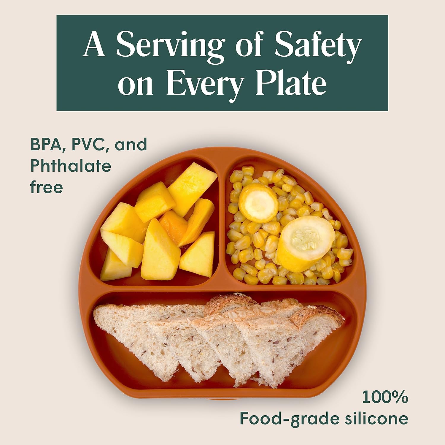 Simka Rose BPA Free Silicone Baby Plates for Self Feeding