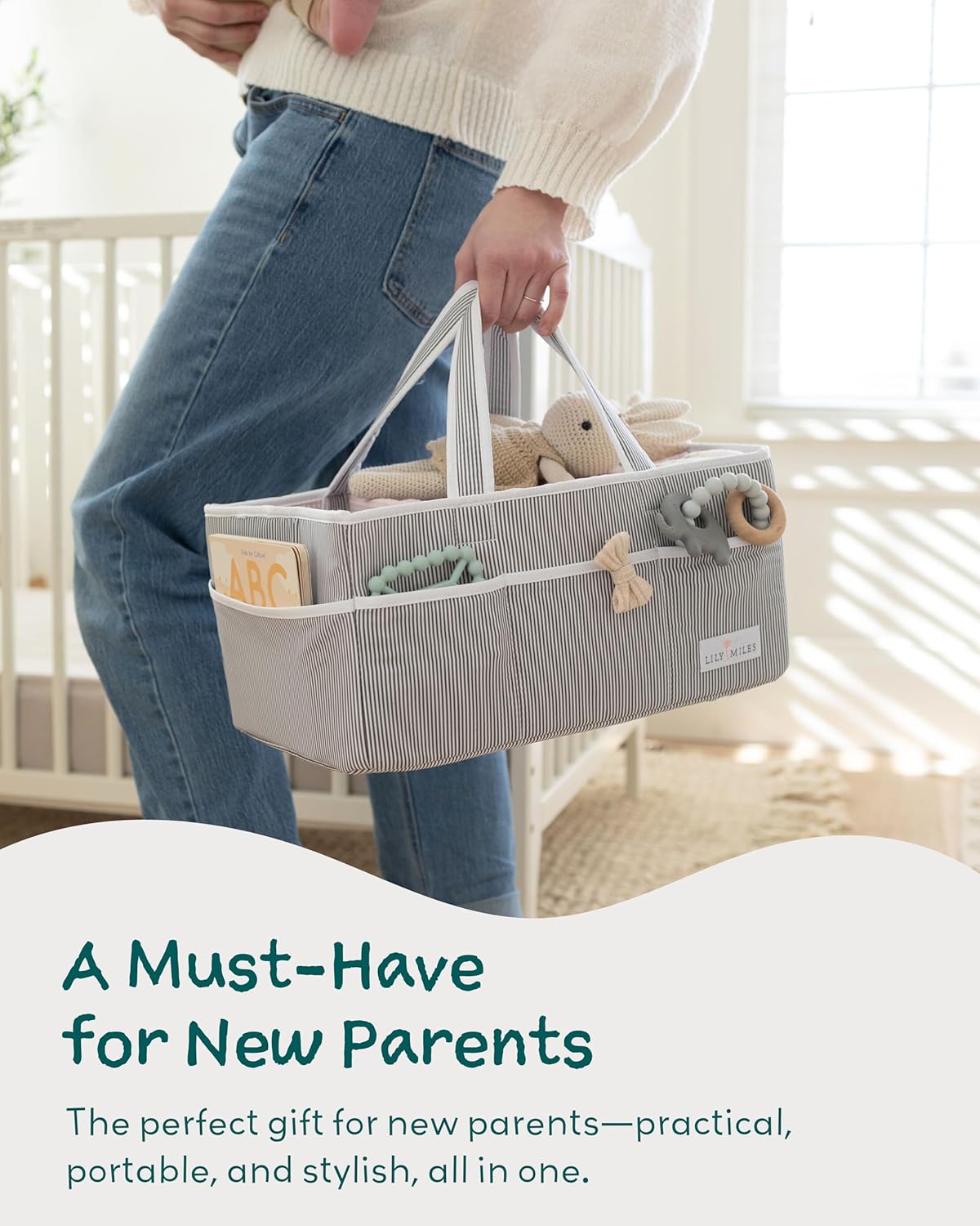 Lily Miles Diaper Caddy - Large Organize Tote for Newborn Essentials