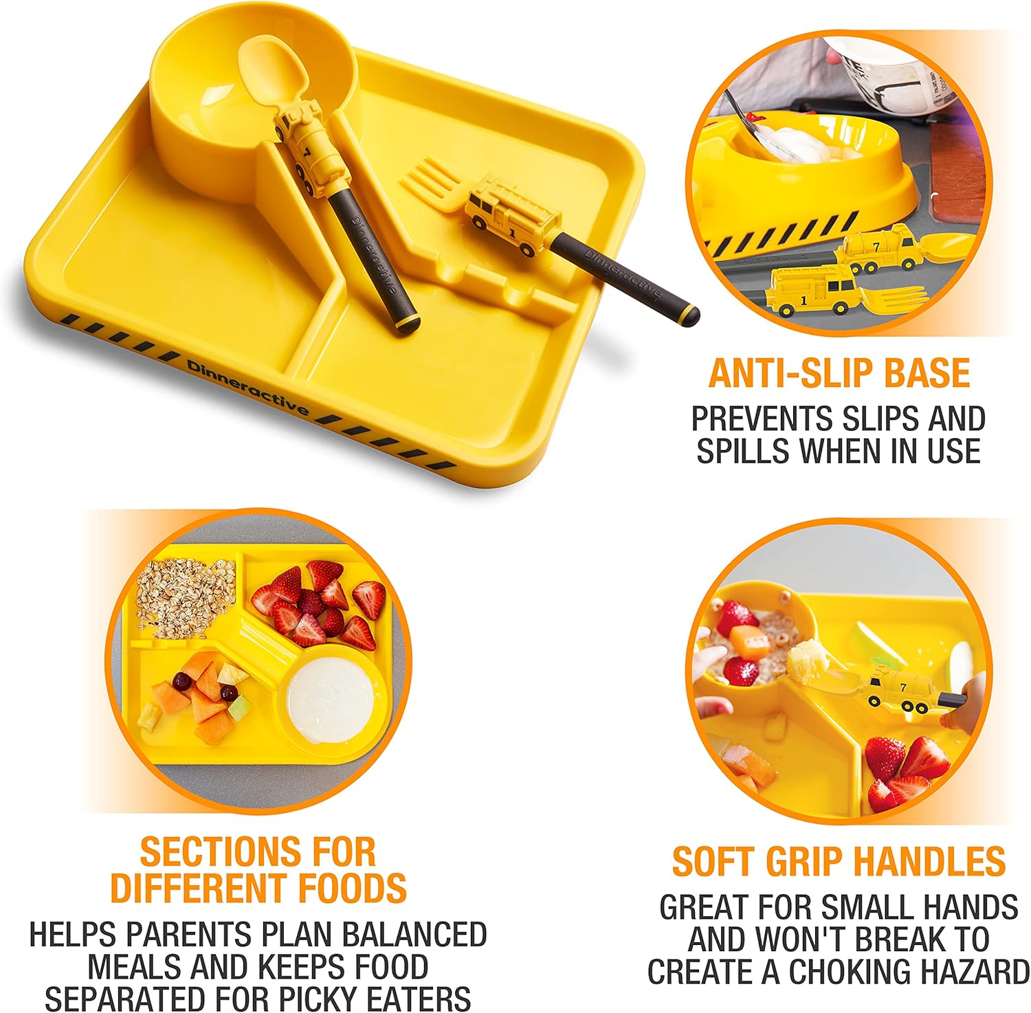 Dinneractive Kids Firefighter 3PC Dinnerware Set