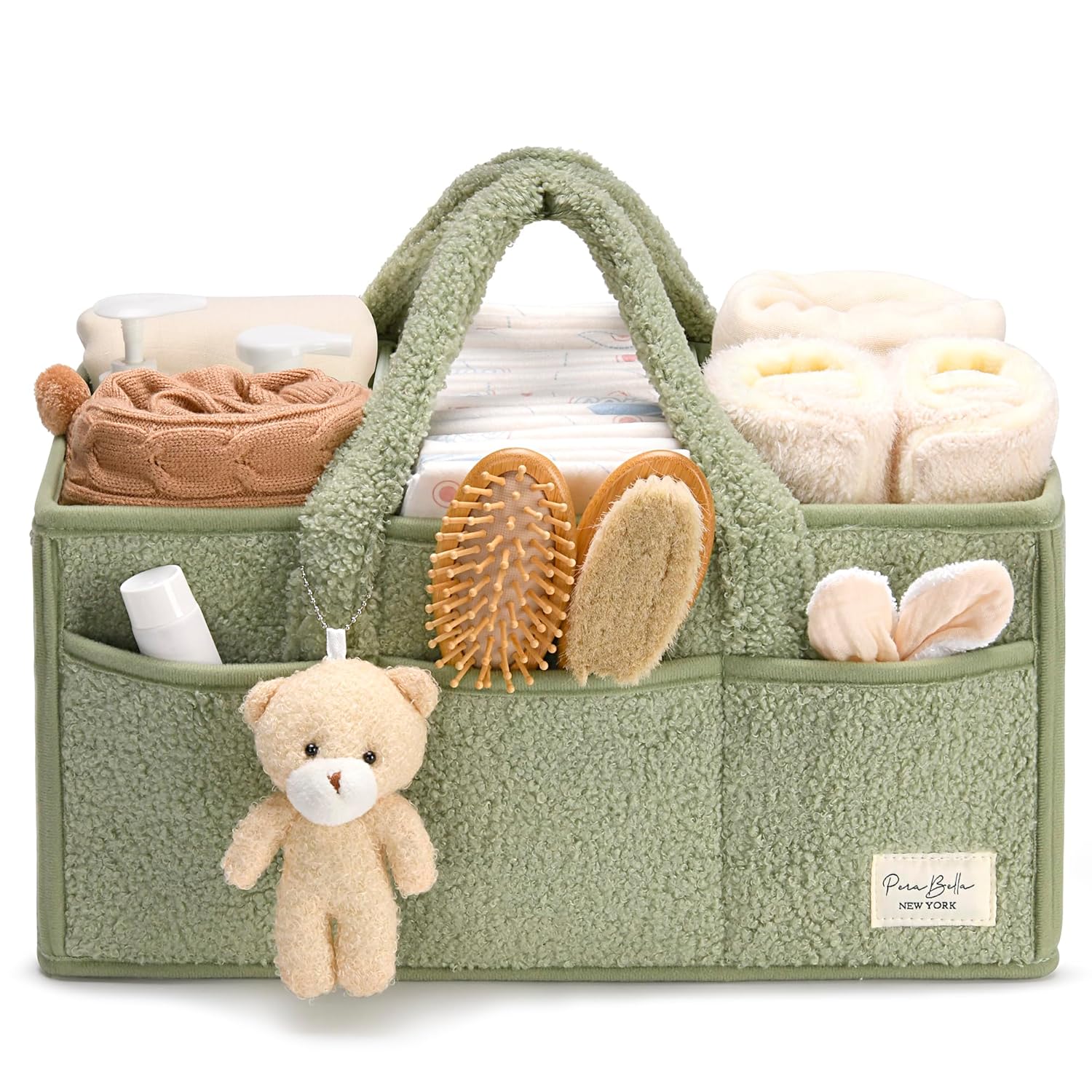 PeraBella Diaper Caddy Organizer with Teddy Bear Charm