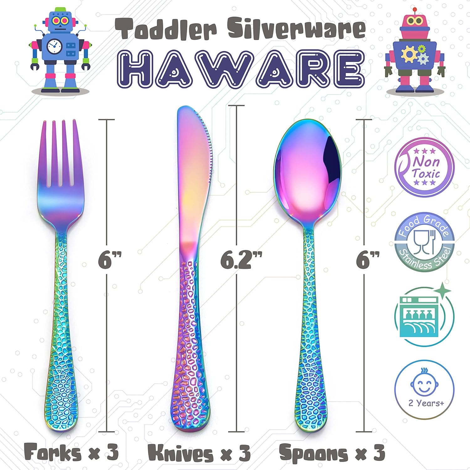HaWare 9-Piece Toddler Silverware Set Stainless Steel