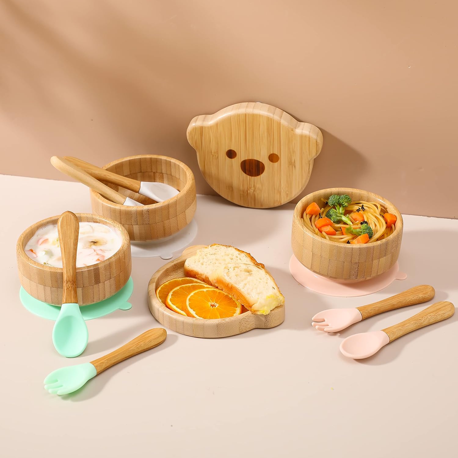 HI BABY MONMENT Baby Bowls with Lid Set - 3PC Pink