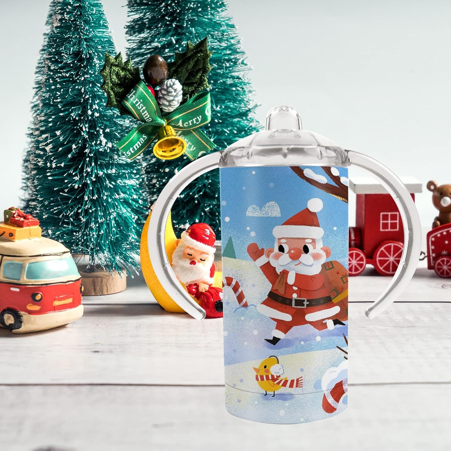 OKBA 6-Pack 12 Oz Sublimation Sippy Cups with Handles and Lids