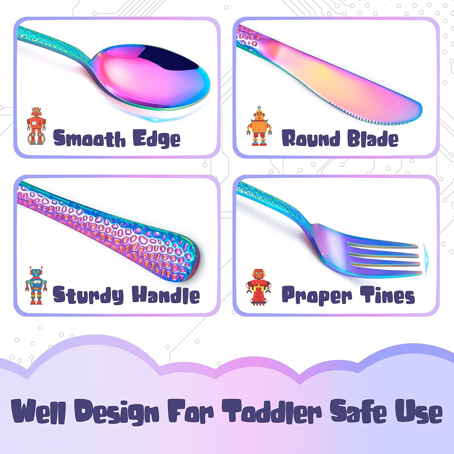 HaWare 9-Piece Toddler Silverware Set Stainless Steel