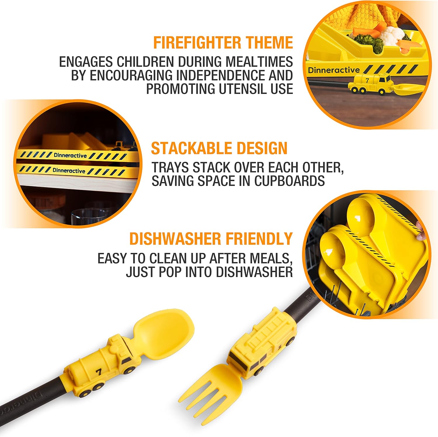 Dinneractive Kids Firefighter 3PC Dinnerware Set