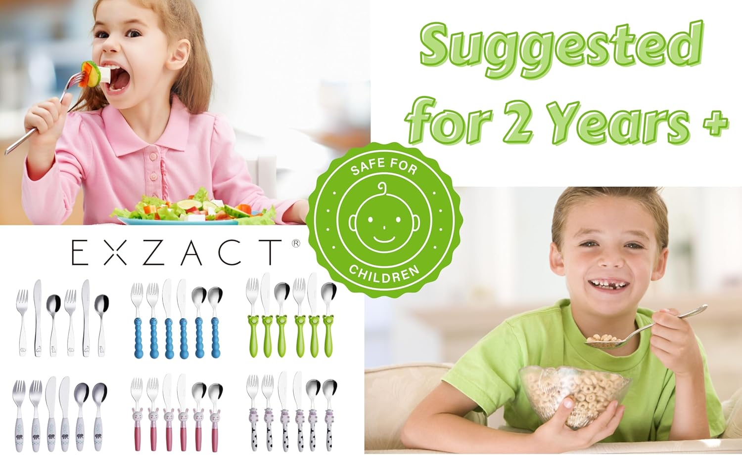 Exzact Kids Flatware Set 12pcs with Dinosaurs