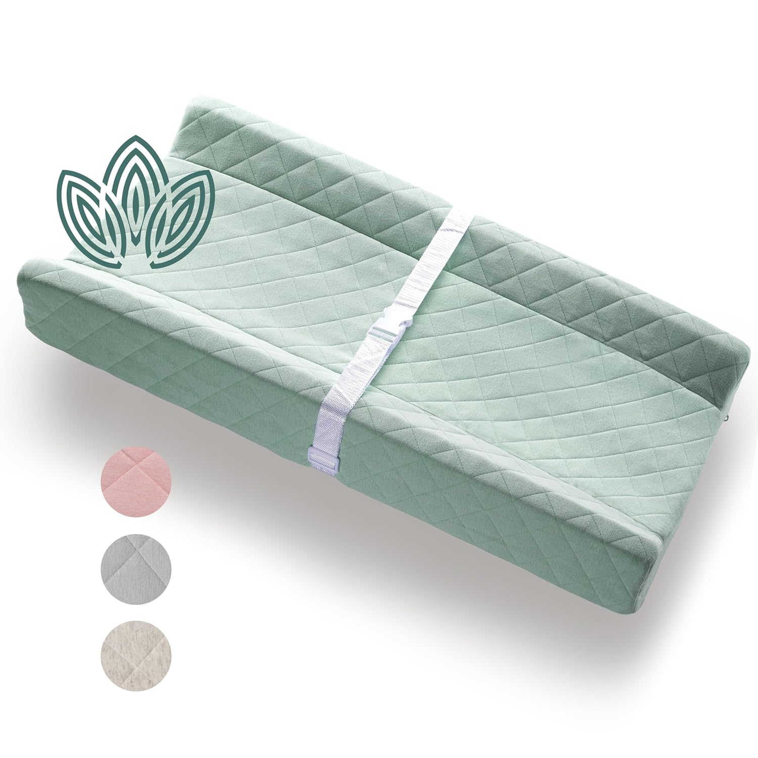 Modera Organic Cotton Contoured Baby Changing Pad with Waterproof Foam Mattress