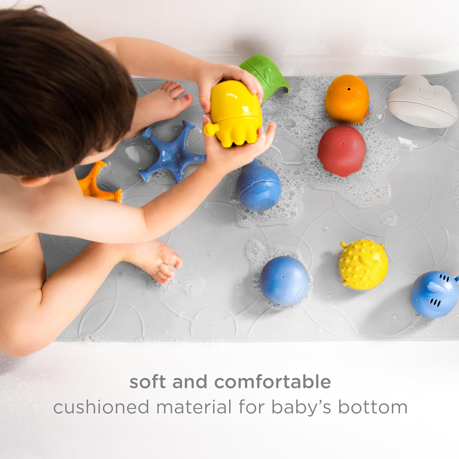 Ubbi Cushioned Non-Slip Bath Mat for Baby Gray