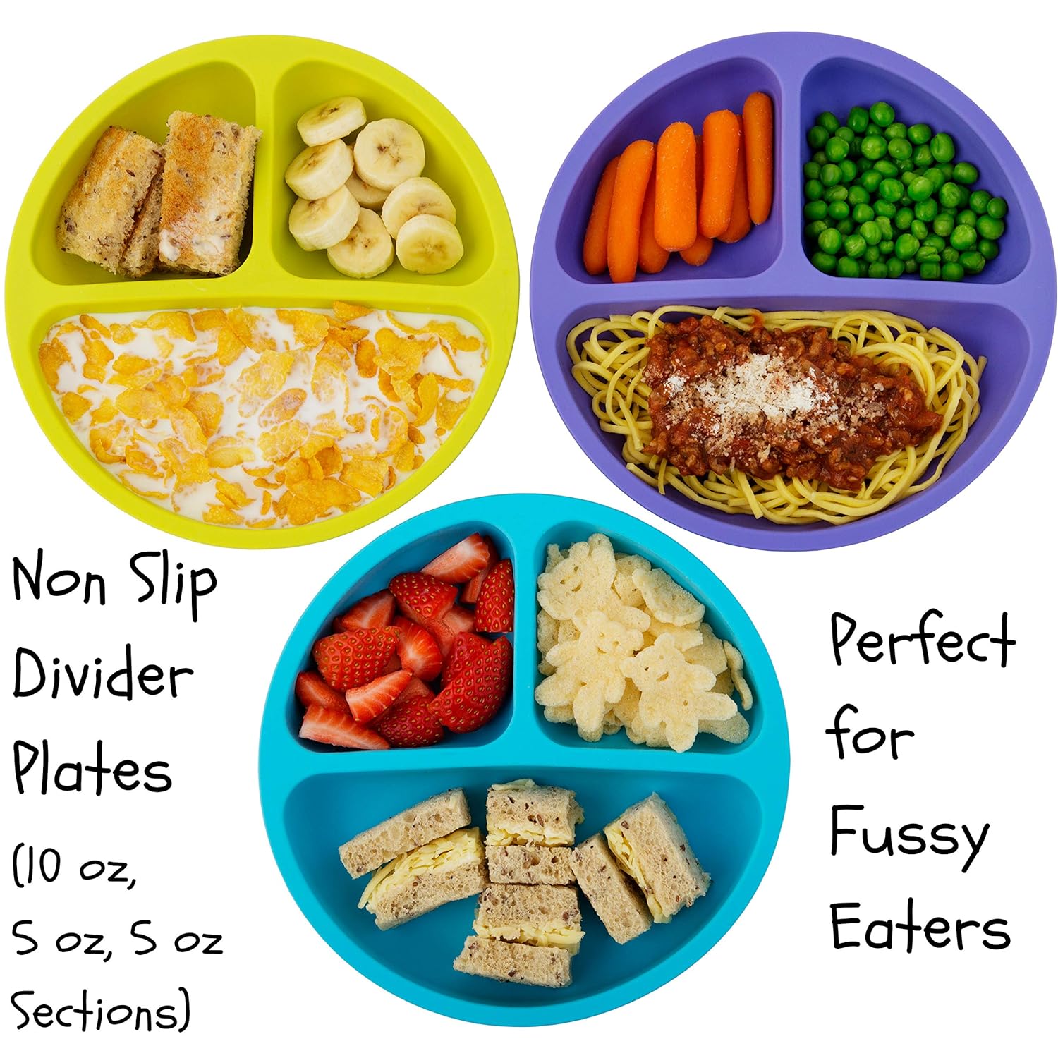 EVLAS Toddler Plates Bowls Set with Suction Base