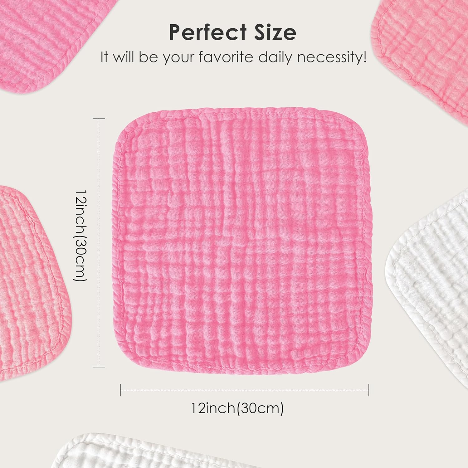 Sunny zzzZZ 12 Pack Muslin Washcloths 12x12 Inches