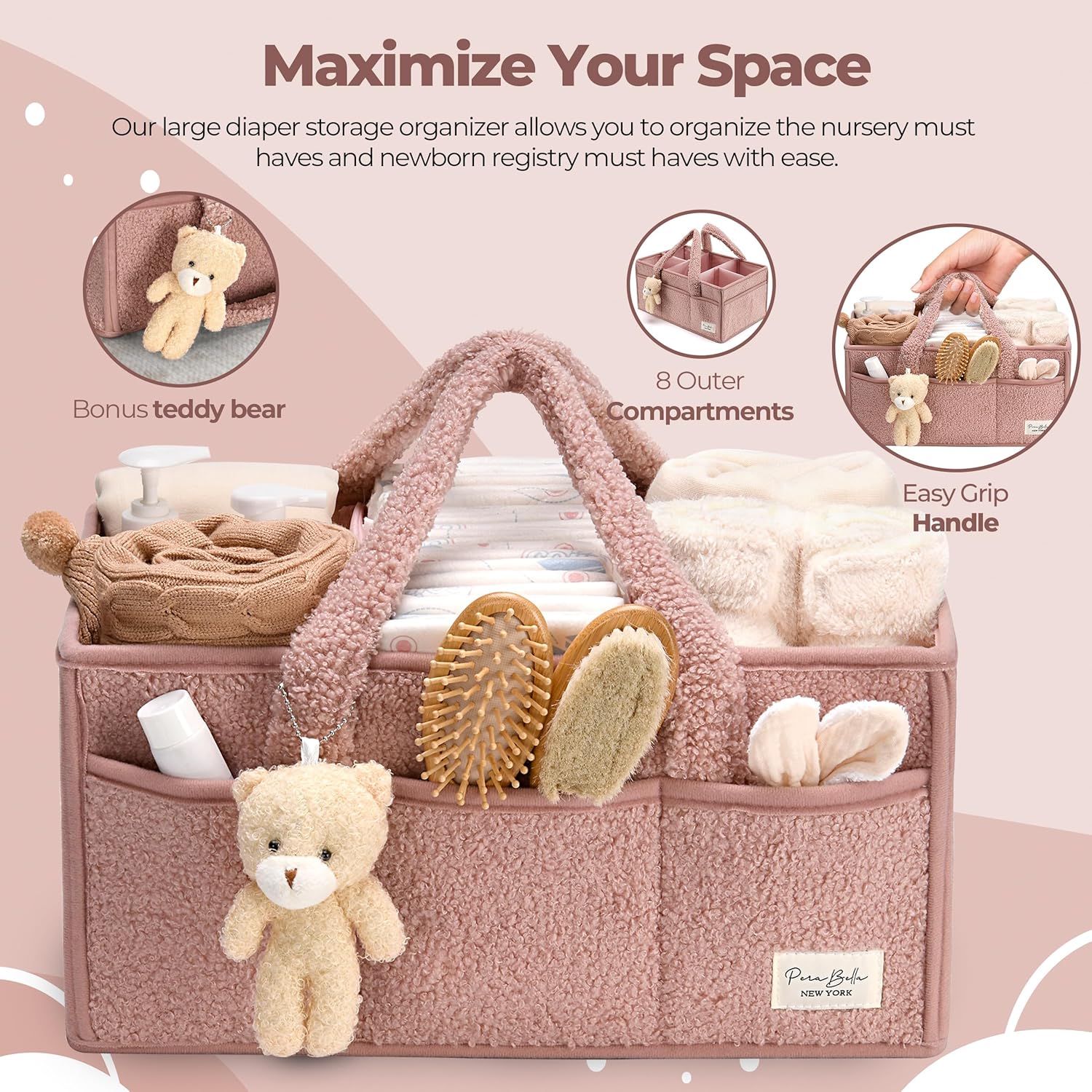 PeraBella Baby Diaper Caddy Organizer with Handle