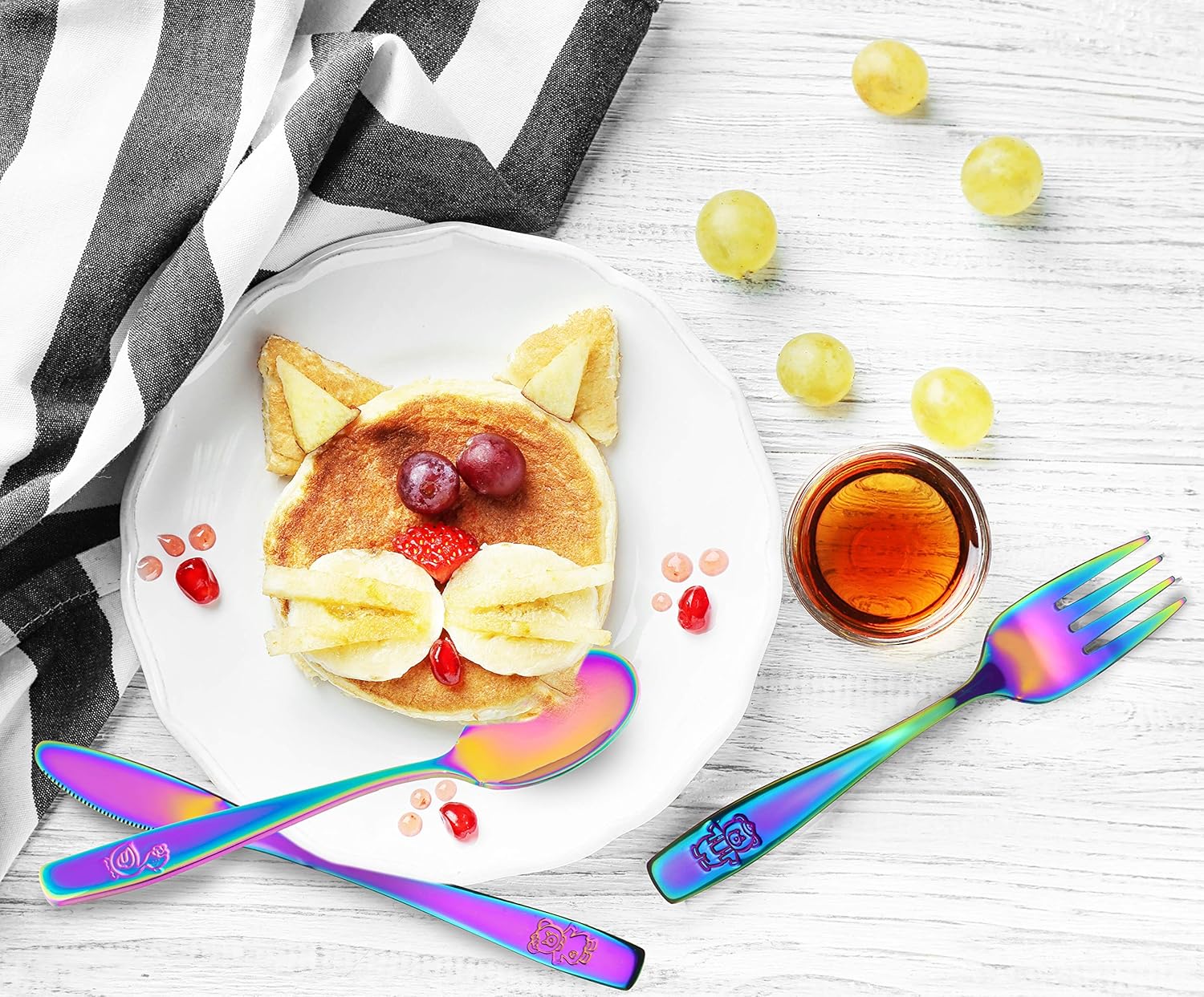 GlossyEnd 9 Piece Rainbow Kids Cutlery Set