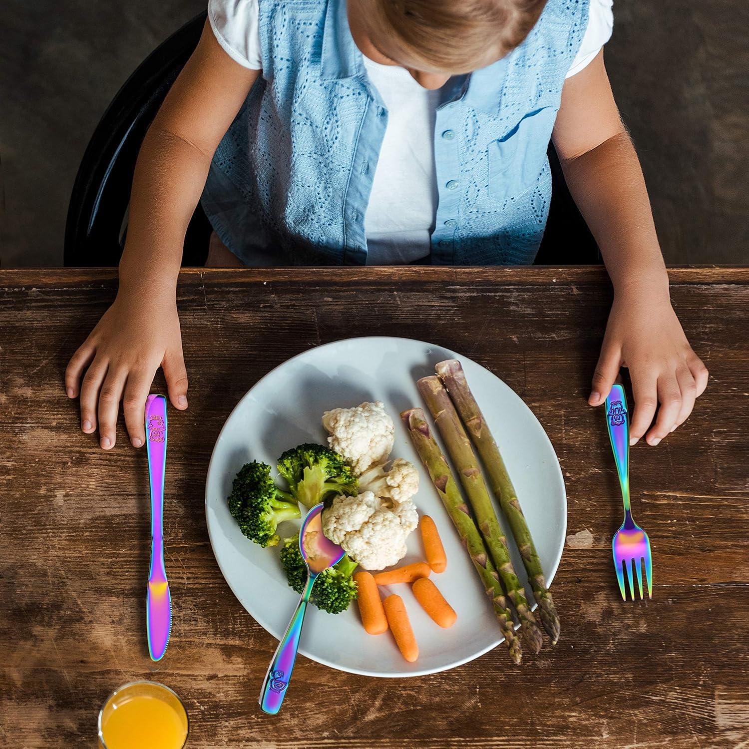 GlossyEnd 9 Piece Rainbow Kids Cutlery Set